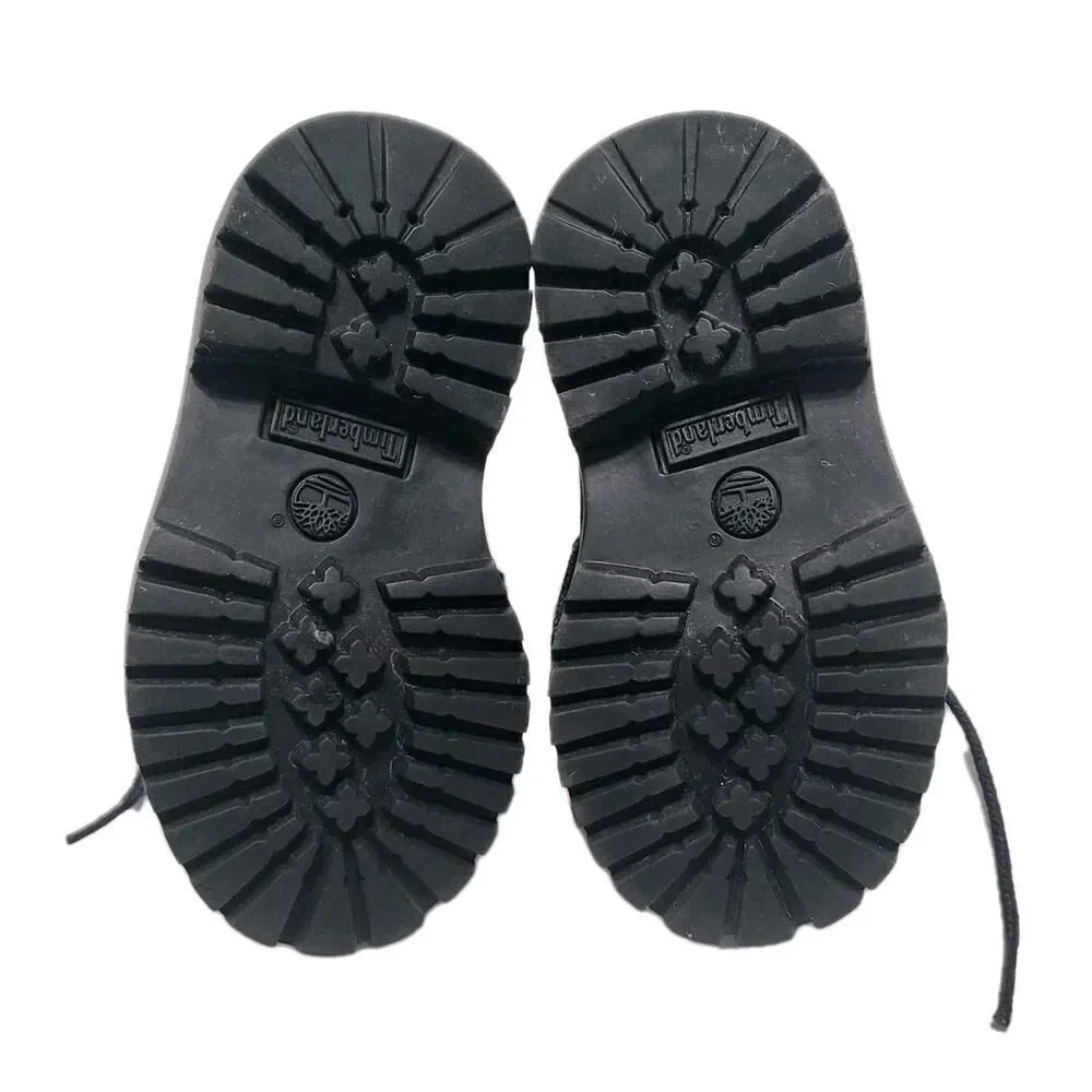 Timberland Toddler Kid Black Leather 7.5 Premium Lace-Up 6 Inch Waterproof Boots